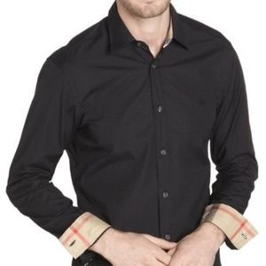 Burberry Brit Henry Check Trim Dress Shirt Black.